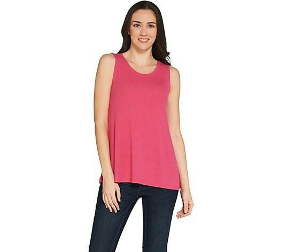 Logo Layers Ribbed Straight Hem Swing Tank Pink Small NWOT A305457